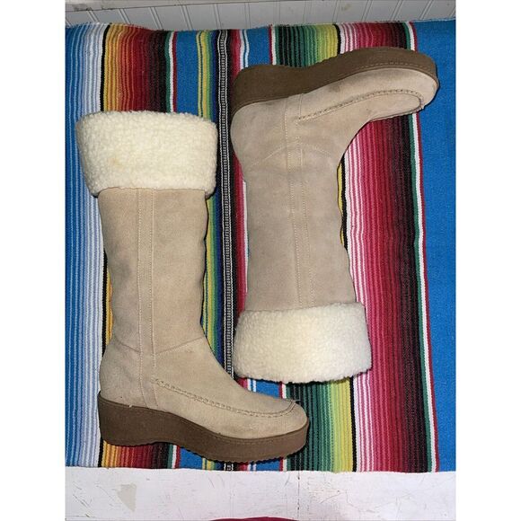 Steve Madden Boots Women 7.5 Beige Seminole Suede Y2K Turquoise Beads Studs - Picture 9 of 13